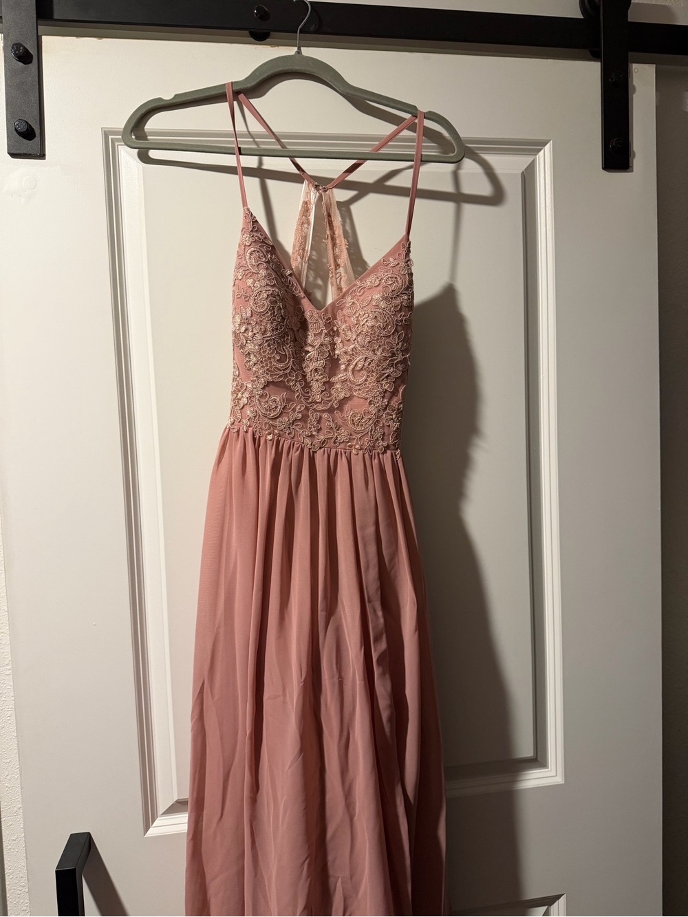 Azazie “Kelia” Dusty Rose Lace Bodice Chiffon Gown